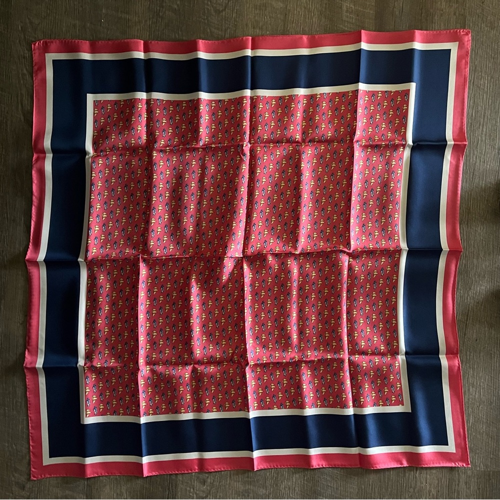 - Vineyard Vines, silk, pink and blue scarf